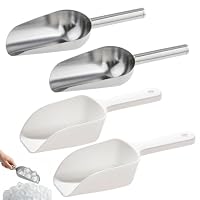 Mehlschaufel 4-teilig, 2x Edelstahl und 2x Kunststoff, praktisches Set für Küche und Backen, 19 x 8 x 4 cm