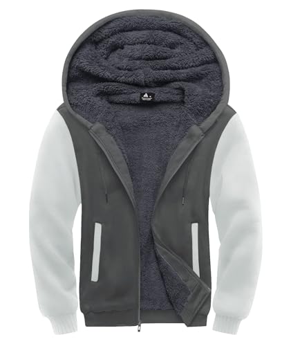 Image of SCODI Hoodies for Men Heavyweight Fleece Sweatshirt Zip Up Thick Jacket