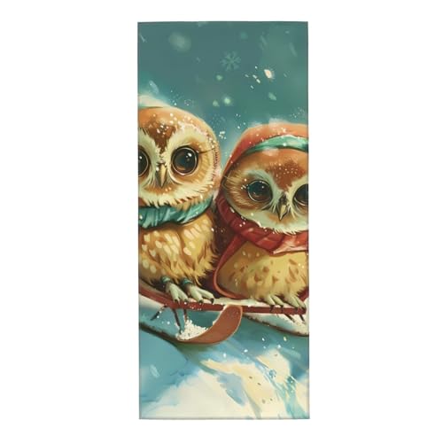 LOKLNEYK Owl On Sled Quick-Dry Sports Towel - Super Soft Microfiber, Highly Absorbent for Yoga, Gym,