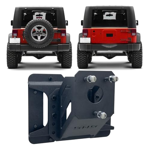LUYWTE Adjustable Spare Tire Carrier up to 40 inches Spare Wheel Compatible with 2007-2018 Jeep Wrangler JK/JKU Unlimited(Not fit 2018 Wrangler JL)(Black Texture)