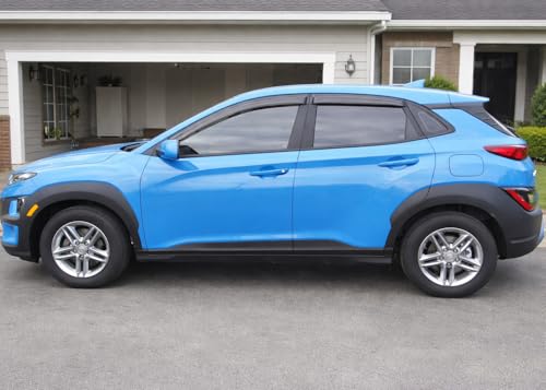 Image of 2018-2023 Tape-On Rain Guards for Hyundai Kona Side Window Visor Deflectors Se Sel Plus Night Limited Ultimate Durable Tinted Shade 2019 2020 2021 2022