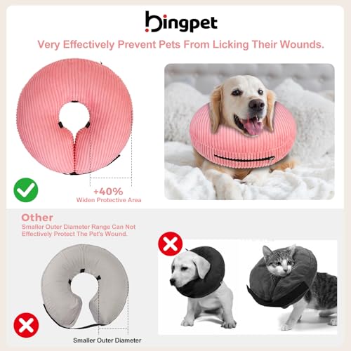 Image of BINGPET Inflatable Dog Cone Collar Alternative After Surgery,Soft Recovery Cone for Dogs to Stop Licking,Dog Blow up Protective Neck Donut ECollars Adjustable for Large Medium Small Pet,Upgrade S