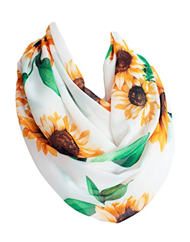 Etwoa White Sunflower Pattern Infinity Scarf Circle Loop Scarf2
