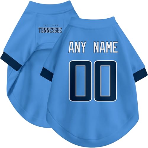 Image of Tennessee Dog Clothes Jersey Style Personalized Pet T Shirt with Custom Name Number for Small Medium Large Dogs