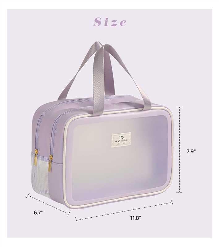 Large Travel Toiletry Bag with Dry Wet Separation– Waterproof Wash Bag for Women, Clear & Matte shower bag for Gym, Overnight, Swimming, and Business Trips4
