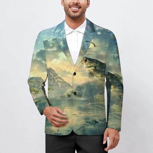Bass Fishing Mens Casual Blazer Button Suit Jacket Lightweight Sport Coat for Work Business2