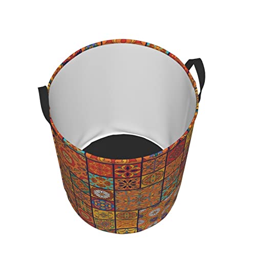 Group Of Moroccan Geometric Printed Large Laundry Basket With Sturdy Handles Storage Basket Clothes Hamper Laundry Bin For Laundry Dorm Family #TOP2