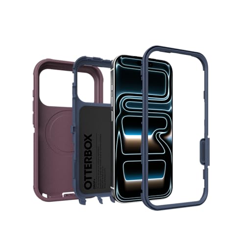 Image of OtterBox iPhone 17 Pro (Only) - Defender Series Case - Tulipwood Glow (Purple & Blue) - Snaps on MagSafe - Tough - Rugged & Durable