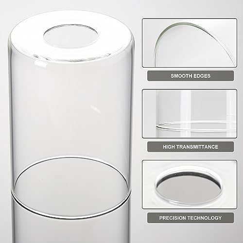 Image of EMONG Clear Glass Shade Covers Replacements, Clear Cylinder Glass Lamp Shade Replacement Globe for Lighting Fixtures