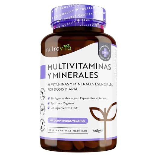 Vitaminas y superalimentos para el bienestar diario 4 Multivitaminas y Minerales - 365 Comprimidos Veganos - Complejo Multivitaminico con 26 Esenciales Vitamina D3, C, A, B, E, Yodo, Selenio, Calcio, Hierro, Zinc - Hombre y Mujer - Nutravita