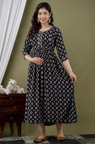 Image of Women's Maternity Kurti for Feeding Zippers | Feeding Kurti with Concealed Zip for Pre & Post Pregnancy |Maternity Dresses for Women (Combo Pack of 2 Kurti)