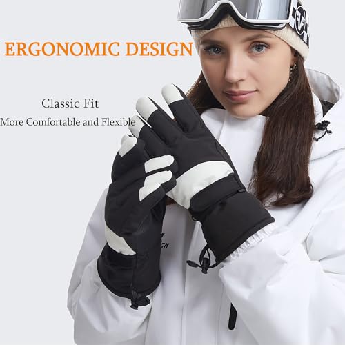 Ohhvvow Winter Ski Snow Gloves Men Women, 10-Finger Waterproof Windproof Touchscreen Snowboard Gloves Insulated Warm Winter Snowmobile Gloves For Extreme Cold Weather thumb #8
