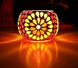 Lalhaveli Jaipuri Handpainted Traditional Candle Holder Glass 3 Inches