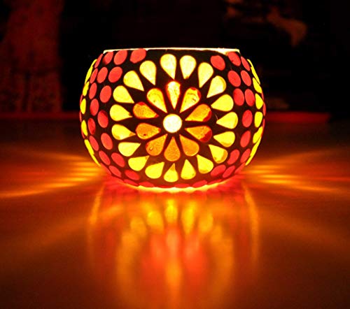 Lalhaveli Jaipuri Handpainted Traditional Candle Holder Glass 3 Inches #TOP8