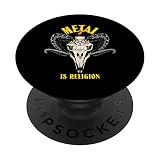 Metal Is Religion Satanisme Baphomet Crâne Pentagramme PopSockets PopGrip Interchangeable