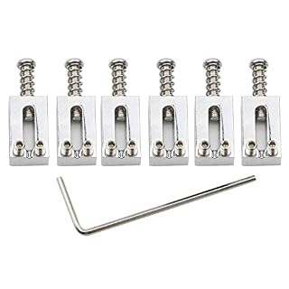 Unxuey Lot de 6 selles de chevalet pour guitare électrique Fender Stratocaster Tele Telecaster (chromé) - Les Beatles, Paul McCartney, John Lennon, RIngo Starr, George Harrison