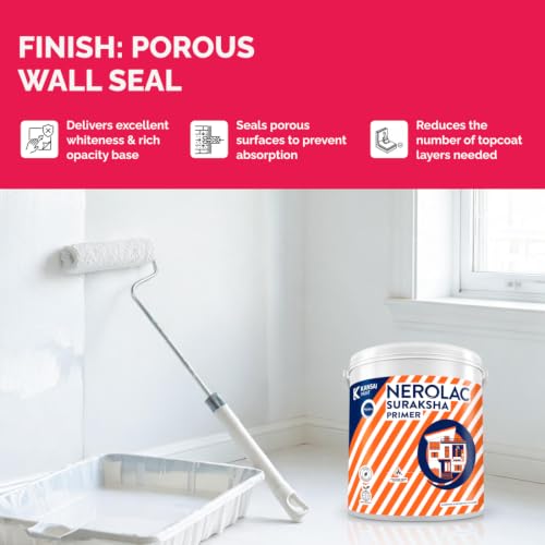 Image of Nerolac Suraksha Primer (1L) | Water Thinnable (White) | Japanese technology | Interior And Exterior Wall Primer | Matt Finish | Fast Drying | Best Coverage | 1 Litre