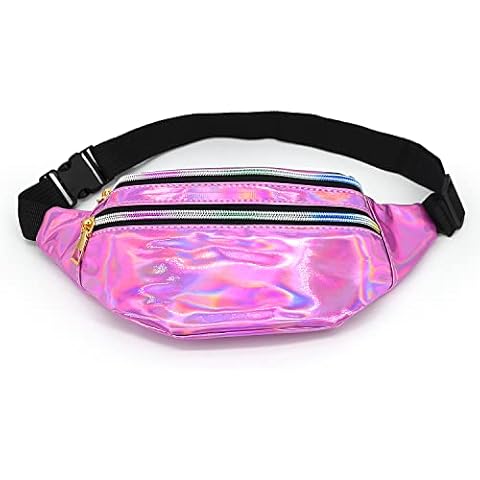 Bumbags Waist Bag Fanny Pack for Ladies Men Women, Shiny Fashion Design and Waterproof Material Use for Dog Walking Hiking Running Workout Activities Outdoor Pink Cover