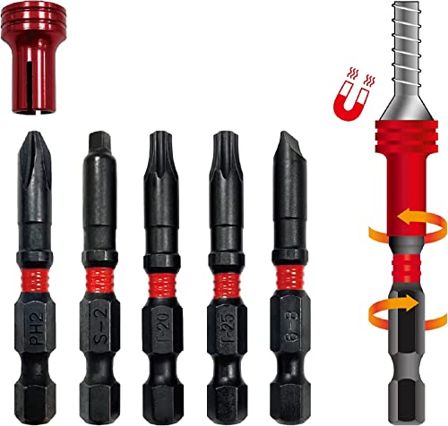 Image of Torin Impact Screwdriver Bit Set,5 Pcs Hex Hand 1 /4 Inch Metric Drill Bits,50mm Length Resistant Steel With Magnetic Head,Phillips 2, S2,T20 T25 Torx Bit,Slotted 6-8,THT-5MTIB01