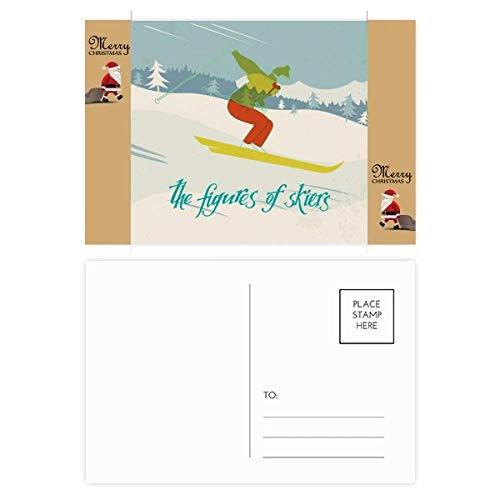 Cartes postales remerciement sports d'hiver Père Noël : dites merci après vos vacances au ski