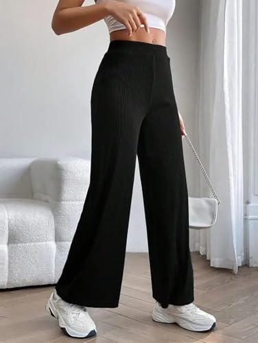 Image of KOTTY Womens Solid Pull ON Black Wash Casual Pants