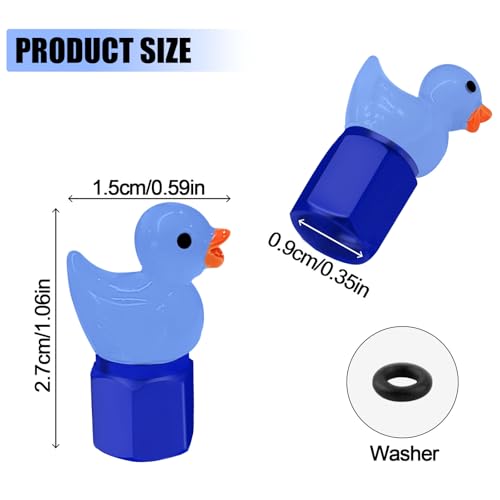 4 Pack Cute Duck tire Valve caps, Glow in The Dark Tire Valve Caps, Interesting and Practical Tire Decoration, Can be Used for Cars, Motorcycles, Trucks, and Bicycles.(Blue)