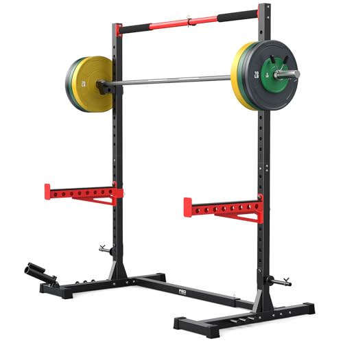 Image of FLYBIRD SR1 Squat Rack, Adjustable Power Rack for 6FT /7FT Barbells | Squat Rack for Home Gyms with Pull-Up Bar,22 Adjustment Positions, J-Hooks and Safety Spotter Arms w / 110 /180LBS Home Package