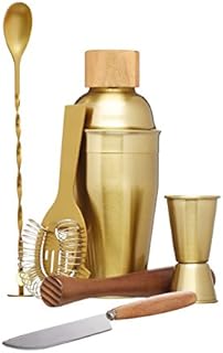 BarCraft Cocktail Making Kit (6-Piece Gift Set) -Brass Finish, 2, 28 x 32 x 28 cm