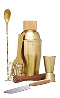 BarCraft Cocktail Making Kit (6-Piece Gift Set) -Brass Finish, 2, 28 x 32 x 28 cm
