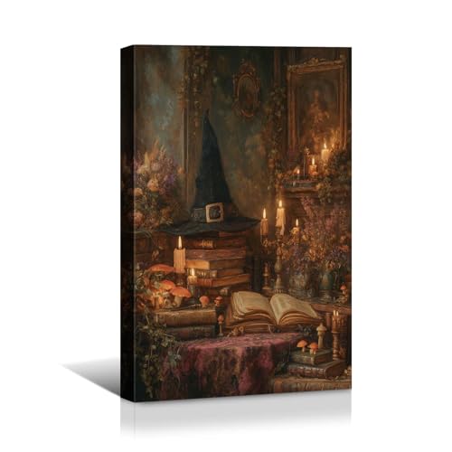 YONICA Halloween Gothic Interior Canvas Art - Witch Hat with
