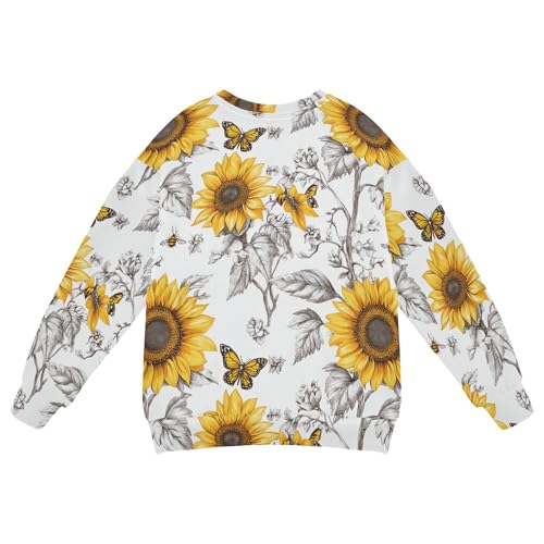 JUNZAN Chic Sunflower White Little Boys Hooded Sweatshirt Crewneck Sweatshirt With Hoodie Sports 4T2