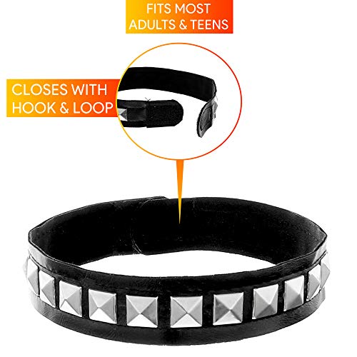 Skeleteen Biker Leather Studded Choker - Gothic Punk Rock N Roll Jewelry Accessories Leather And Metal Collar Costume Necklace #TOP2