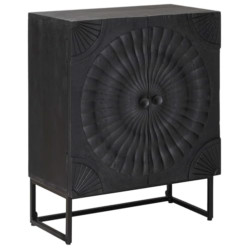 Comoda de madera maciza de mango y armario auxiliar moderno negro de 55 cm 2