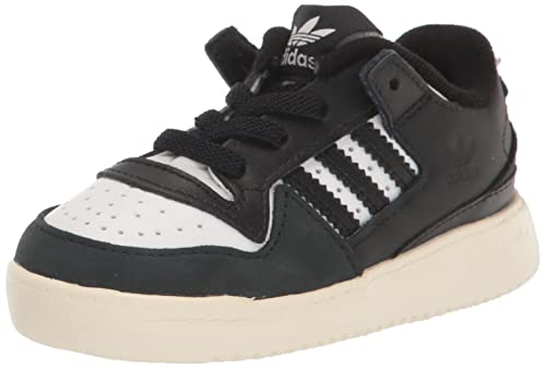 adidas Originals Kids Forum Elastic Lace Sneaker, Black/White/Cream White, 7 US Unisex Toddler