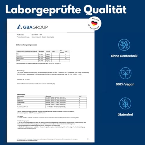 Creatin Monohydrat Pulver 500g - Kreatin Monohydrat in mikronisierter Qualität 100% vegan - Laborgeprüft - Verpackung kann variieren