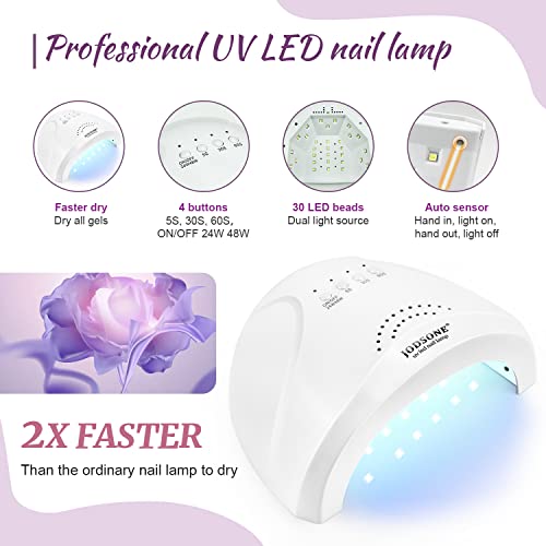 Jodsone 60 Pcs Gel Nail Polish Kit With U V Light Base And Matte Glossy Top Coat Nail Gel Polish Soak Off Manicure Accessory Tools Suitable For All Seasons #TOP4