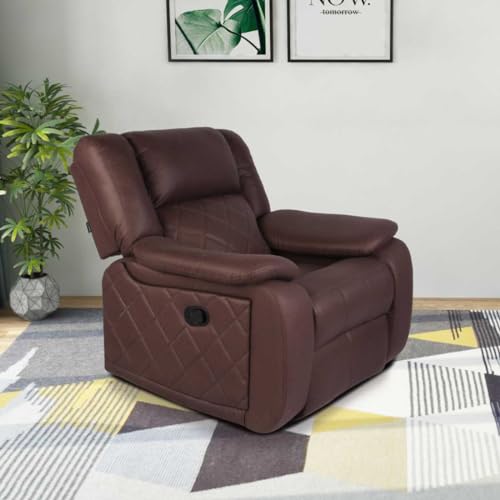 Image of Primrose Christie Single Seater Manual 1R Recliner Sofa | Recliner for Living Room Bedroom & Home Office (Brown)