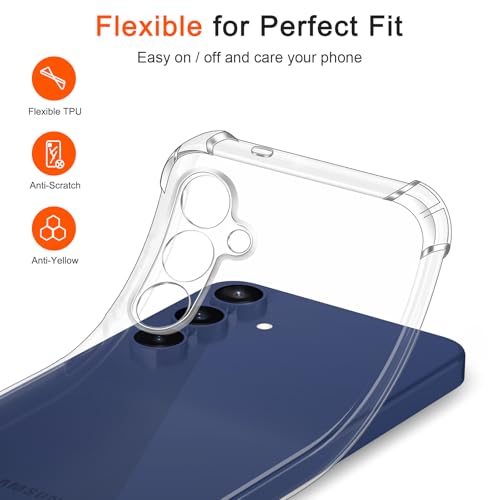 Image of Lustree Back Cover Transparent Case Compatible with Samsung Galaxy S23 FE | Clear + TPU Case with 4 Corner Air Cushion Protection & Camera Protection | Slim& Stylus Cover