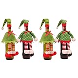 ESYEM 4pcs Navidad Rojo Botella Sets Suministros Navidad Elf Champagne Bolsas de Botellas de Vino Tinto,4pcs