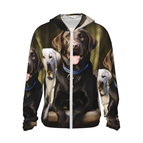 UPF 50+ Light Jacket Full Zip Sun Protection Hoodie for Women Men Long Sleeve Labrador Sun Shirts Black