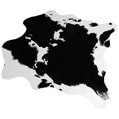 MustMat Black and White Cow Print Rug Cover