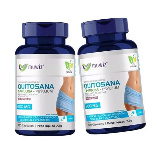 Quitosana Com Psyllium e Spirulina 120 Cápsulas 500mg - 2 Frascos