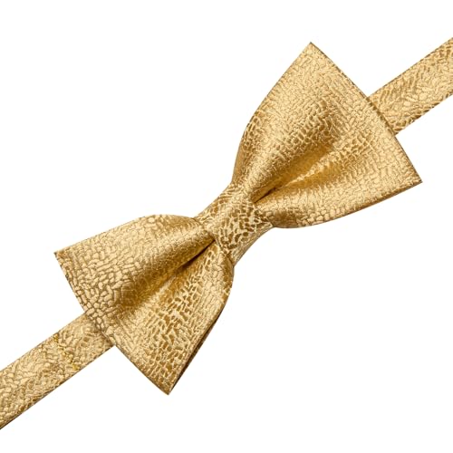 Image of Hi-Tie Bow Ties for Men Pre-Tied Pocket Square with Cufflinks Mens Bowtie Sets for Wedding Formal Party