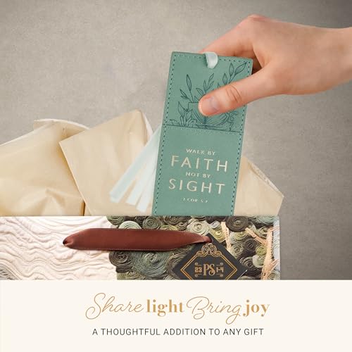 Image of Christian Art Gifts Premium Faux Leather Scripture Bookmark: Walk by Faith