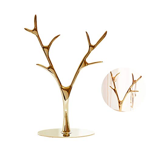 Preisvergleich Produktbild WING Metall Schmuckständer Ohrring Kette Halskette Ring Schmuck Baum Schmuckhalter Schmuckständer Aufbewahrung Veranstalter Rack,Gold
