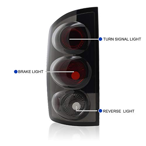 Spec-D Tuning Smoke Lens Tail Lights Compatible With 2002-2006 Dodge Ram 1500/2500/3500, Left + Right Pair Assembly #TOP7