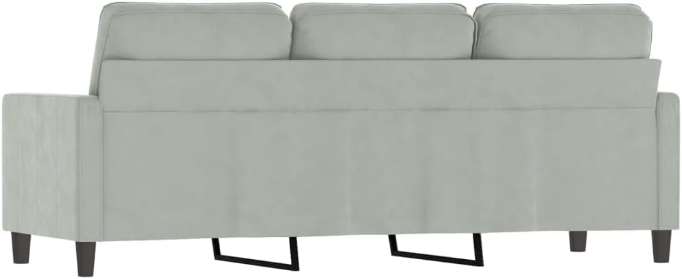 3-Seater Sofa Light Grey Velvet (100% Polyester) Living Room Furniture