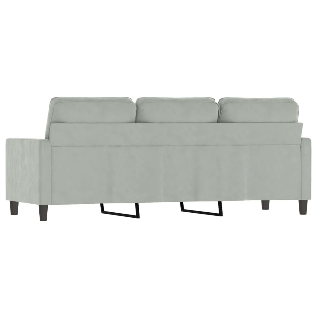 vidaXL Sofá de 3 plazas Terciopelo Gris Claro 180 cm, sofá, sofá de salón, sofá de Terciopelo, sofá tapizado, sofá para 3 Personas