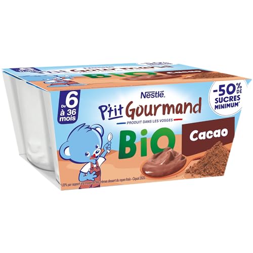 Nestlé Bébé - P'Tit Gourmand Bio - Cacao - Laitage dès 6 Mois - 4X90g