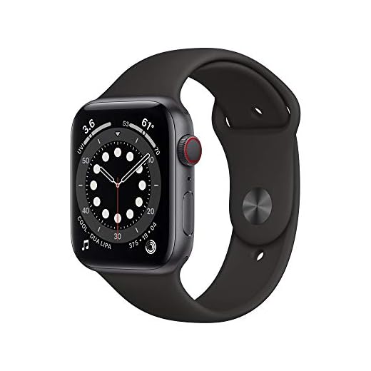 Nyhet Apple Watch Series 6 (GPS + Cellular) • 44 mm aluminiumboett rymdgrå • sportband svart